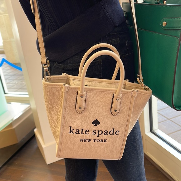 Kate Spade New York Ella Mini Tote Crossbody Pebbled Leather Parchment - Picture 15 of 16